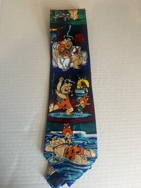 Hanna-Barbera Novelty Cartoon Tie in Navy, Teal, Orange 1993